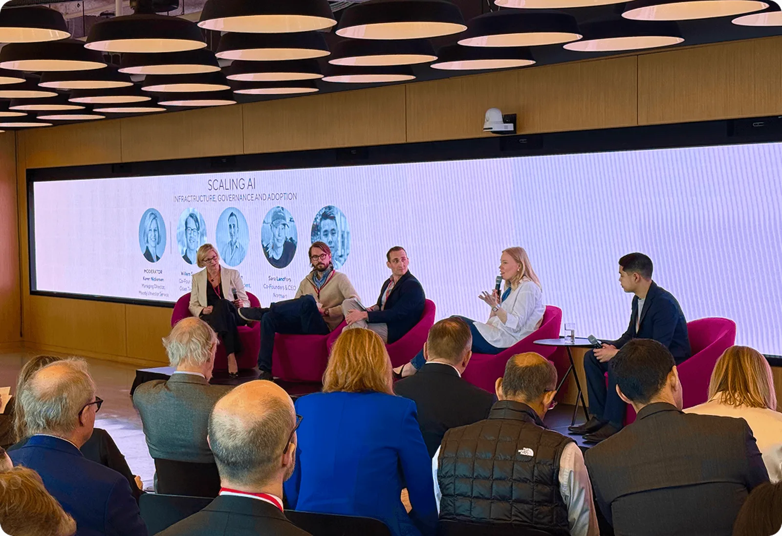 Sara Landfors of Normain on a panel at a SACCNY event in New York